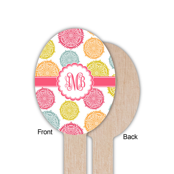 Doily Pattern Wooden Food Pick - Oval - Single Sided - Front & Back