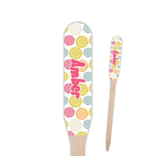Custom Doily Pattern Paddle Wooden Food Picks - Double Sided (Personalized)