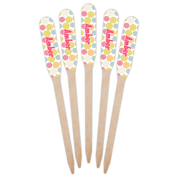 Doily Pattern Wooden Food Pick - Paddle - Fan View