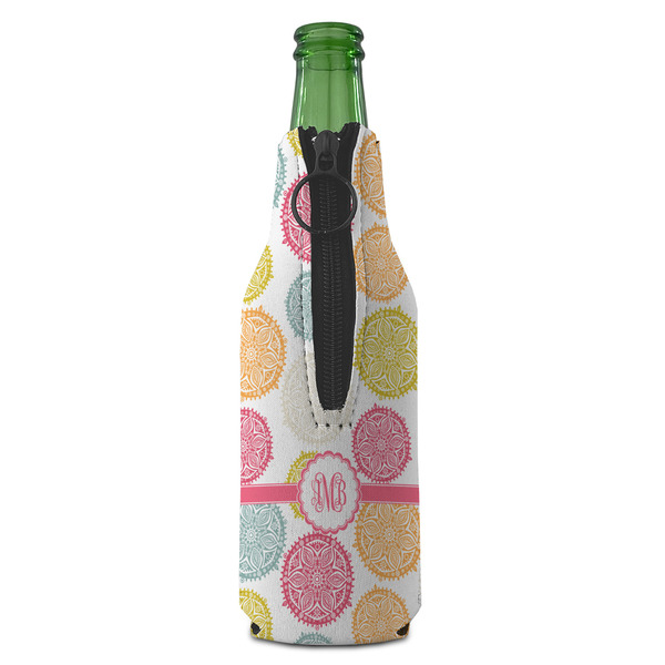 Doily Pattern Zipper Bottle Cooler - BACK (bottle)