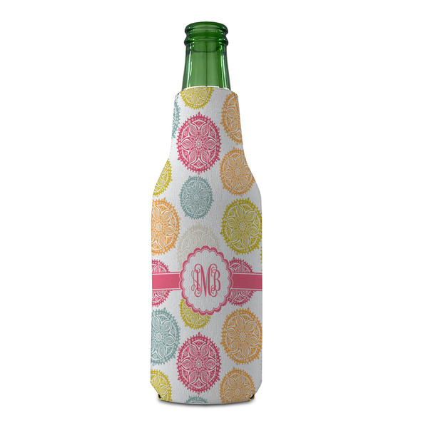 Doily Pattern Zipper Bottle Cooler - FRONT (bottle)