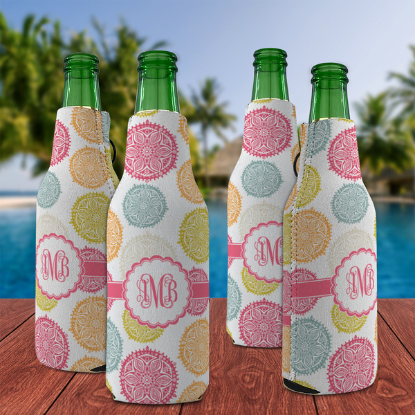 Doily Pattern Zipper Bottle Cooler - Set of 4 - LIFESTYLE