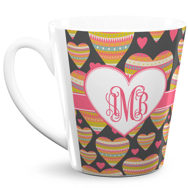 Custom Hearts 12 Oz Latte Mug (Personalized)