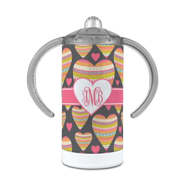 Custom Hearts 12 oz Stainless Steel Sippy Cup (Personalized)