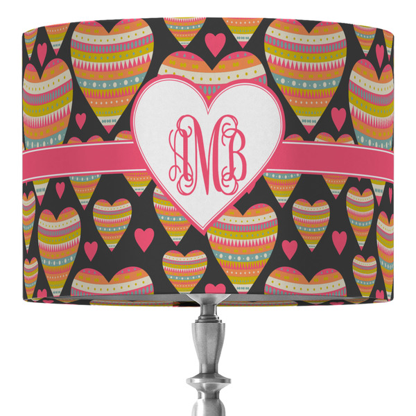 Custom Hearts 16" Drum Lamp Shade - Fabric (Personalized)