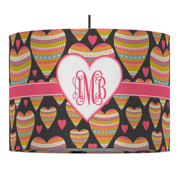 Custom Hearts 16" Drum Pendant Lamp - Fabric (Personalized)