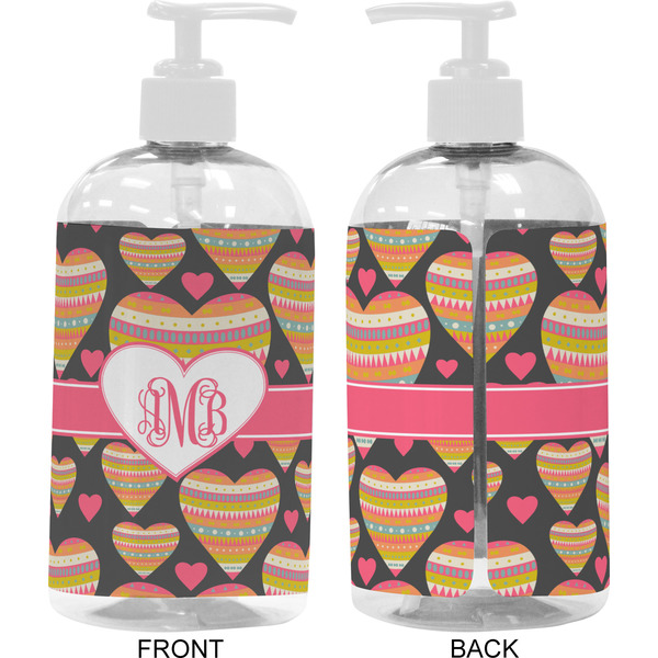 Hearts 16 oz Plastic Liquid Dispenser- Approval- White