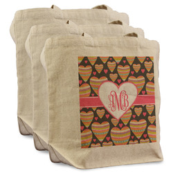 Hearts Reusable Cotton Grocery Bags - Set of 3 (Personalized)