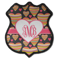 Hearts Iron On Shield Patch C w/ Monogram