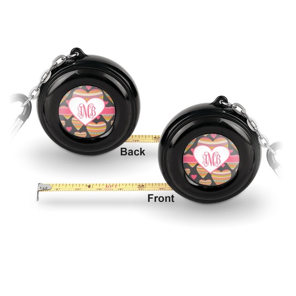 Hearts 6-Ft Pocket Tape Measure with Carabiner Hook - Front and Back