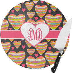 Hearts Round Glass Cutting Board - Small (Personalized)