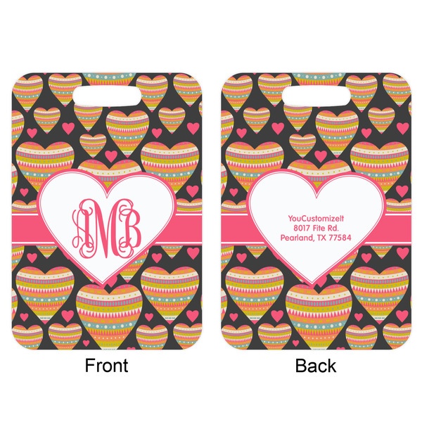 Hearts Aluminum Luggage Tag (Front + Back)