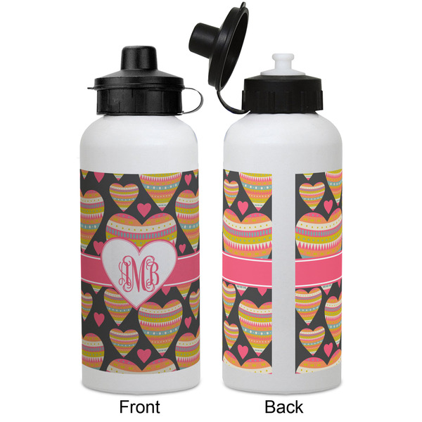 Hearts Aluminum Water Bottle - White APPROVAL