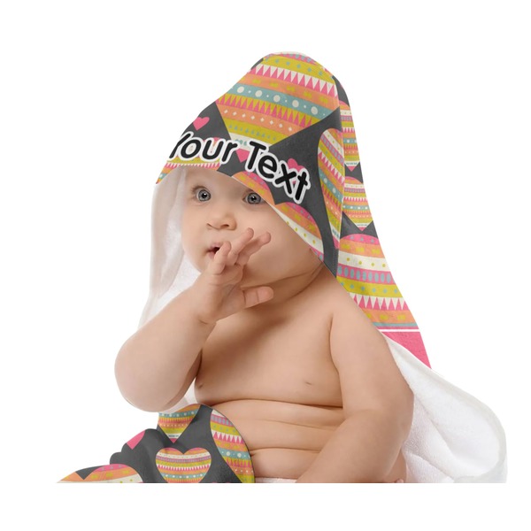 Hearts Baby Hooded Towel on Child