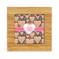 Hearts Bamboo Trivet with Ceramic Tile Insert (Personalized)
