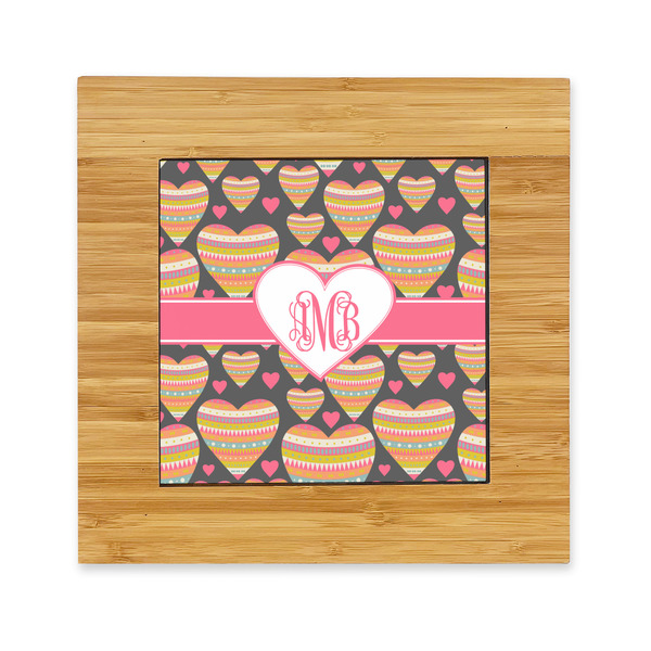 Custom Hearts Bamboo Trivet with Ceramic Tile Insert (Personalized)