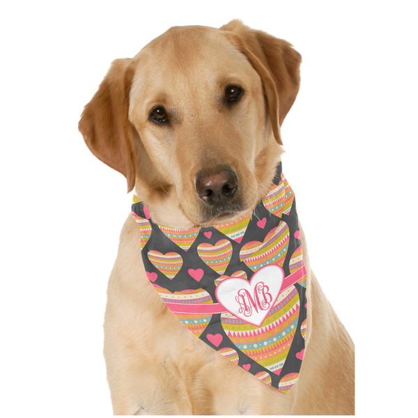 Custom Hearts Dog Bandana Scarf w/ Monogram