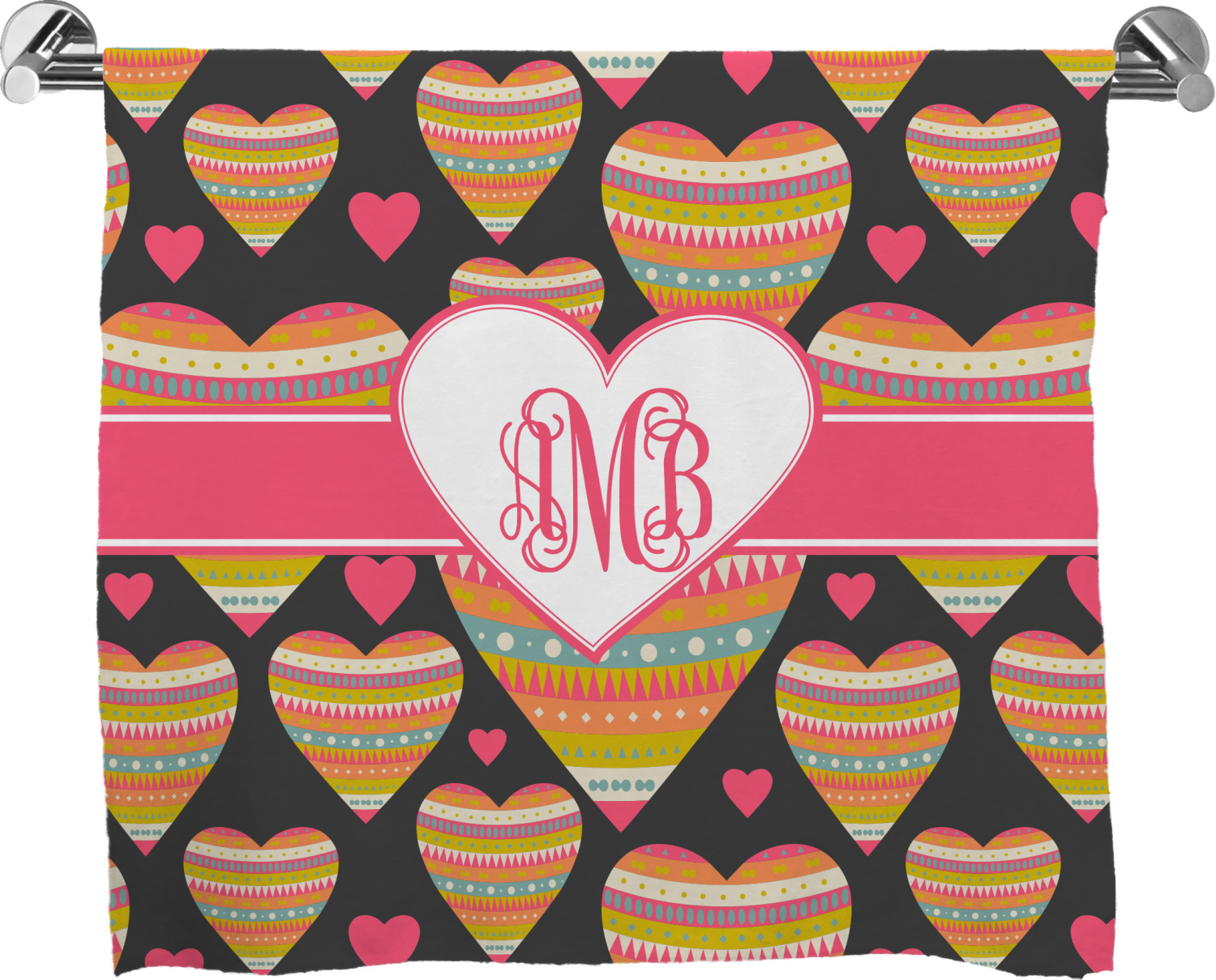 Custom Hearts Bath Towel (Personalized) YouCustomizeIt