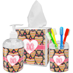 Hearts Acrylic Bathroom Accessories Set w/ Monogram