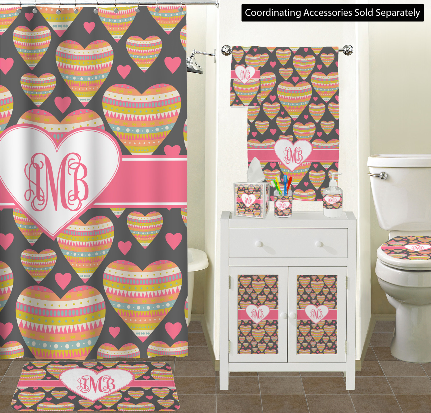 Hearts Bath Towel (Personalized) YouCustomizeIt