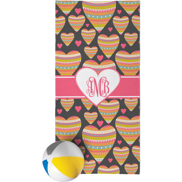 Custom Hearts Beach Towel (Personalized)