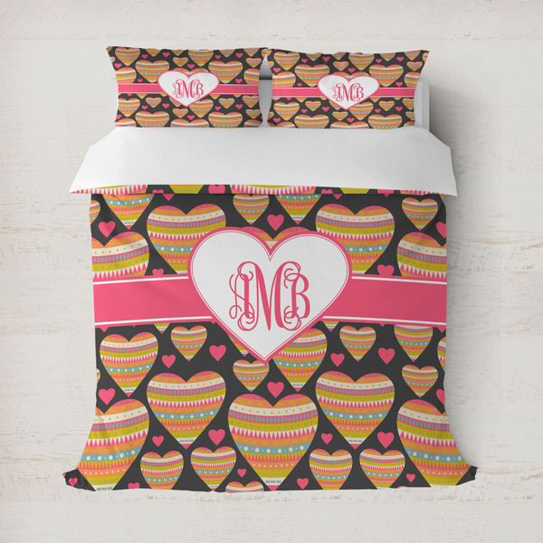 Custom Hearts Duvet Cover Set - Full / Queen (Personalized)
