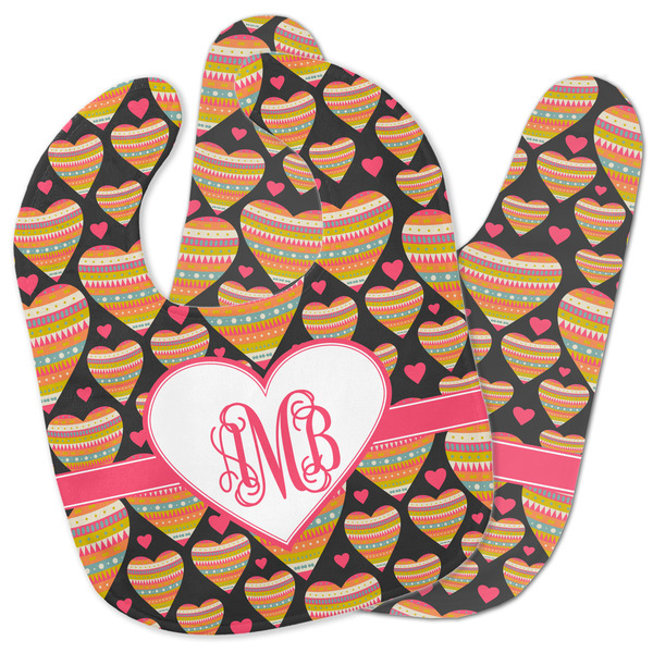 Custom Hearts Baby Bib w/ Monogram