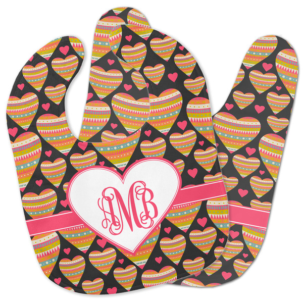Custom Hearts Baby Bib w/ Monogram