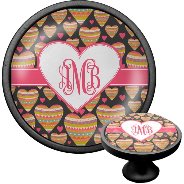 Custom Hearts Cabinet Knob (Black) (Personalized)