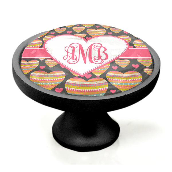 Hearts Black Custom Cabinet Knob (Side)