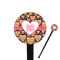 Hearts Black Plastic 7" Stir Stick - Round - Closeup
