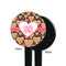 Hearts Black Plastic 7" Stir Stick - Single Sided - Round - Front & Back