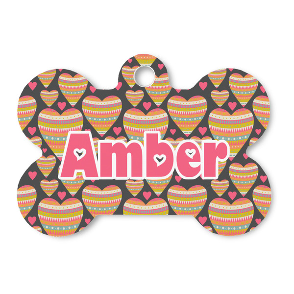 Custom Hearts Bone Shaped Dog ID Tag - Large (Personalized)