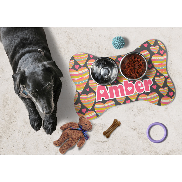 Hearts Bone Shaped Mat w/ Food & Water