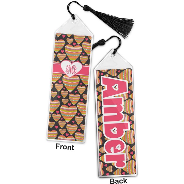 Hearts Bookmark with tassel - Front and Back