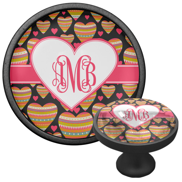 Hearts Cabinet Knob - Black - Multi Angle