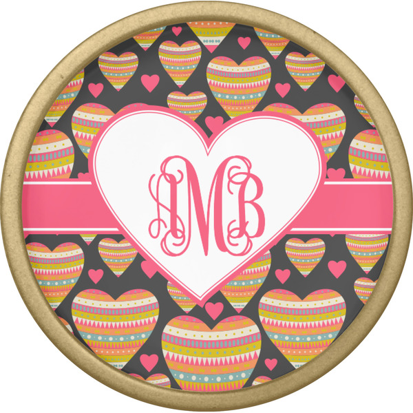 Hearts Cabinet Knob - Gold - Front