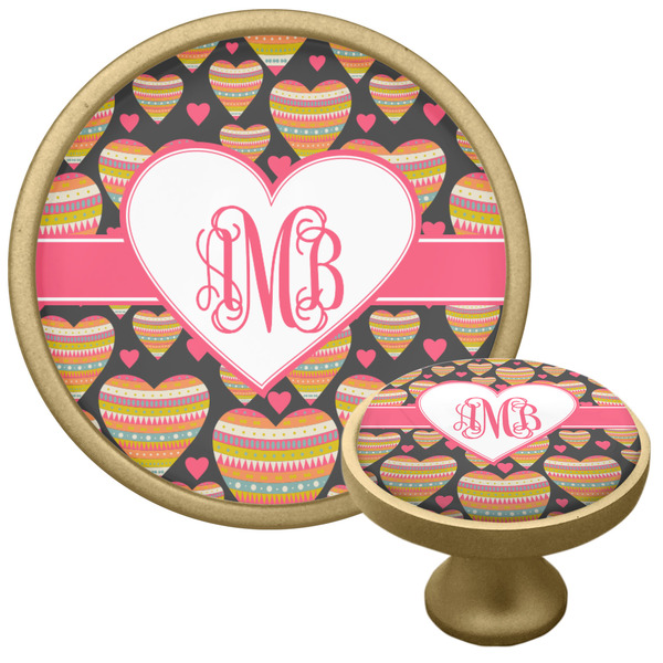 Custom Hearts Cabinet Knob - Gold (Personalized)