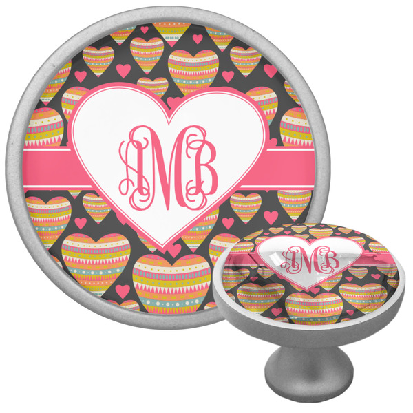 Custom Hearts Cabinet Knob (Silver) (Personalized)