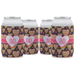 Hearts Can Cooler (12 oz) - Set of 4 w/ Monogram