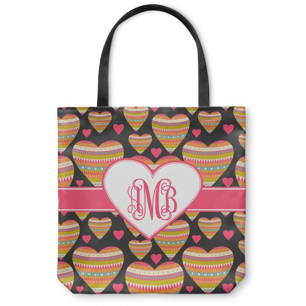 Custom Hearts Canvas Tote Bag - Large - 18"x18" (Personalized)