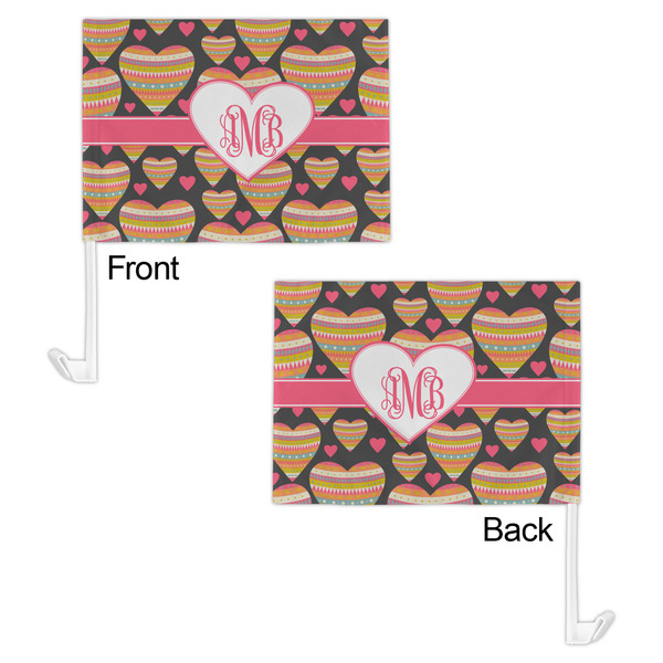 Hearts Car Flag - 11" x 8" - Front & Back View