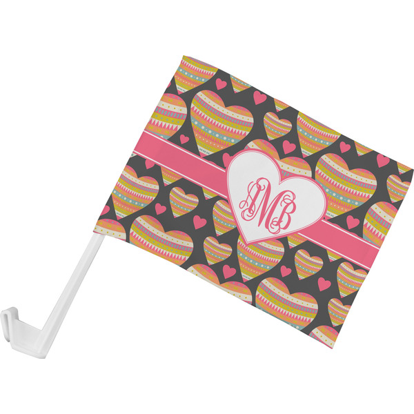 Custom Hearts Car Flag - Small w/ Monogram