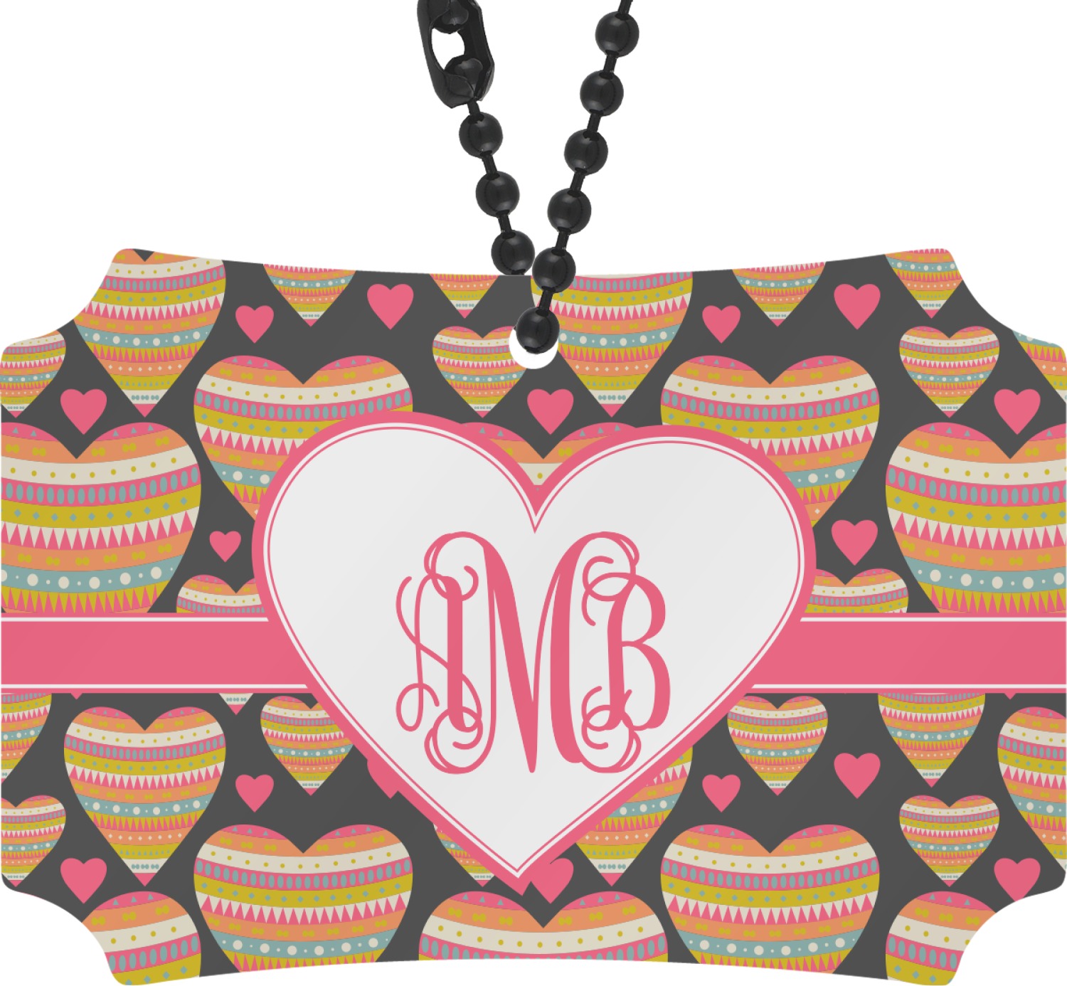 Hearts Rear View Mirror Ornament (Personalized) YouCustomizeIt