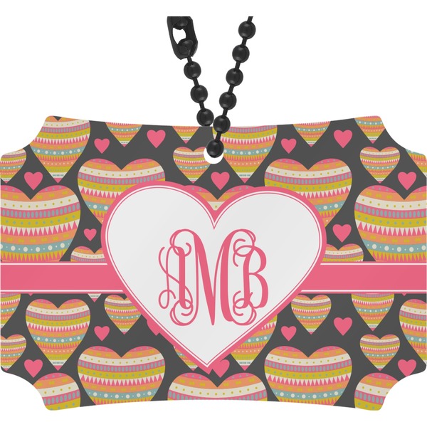 Custom Hearts Rear View Mirror Ornament (Personalized)