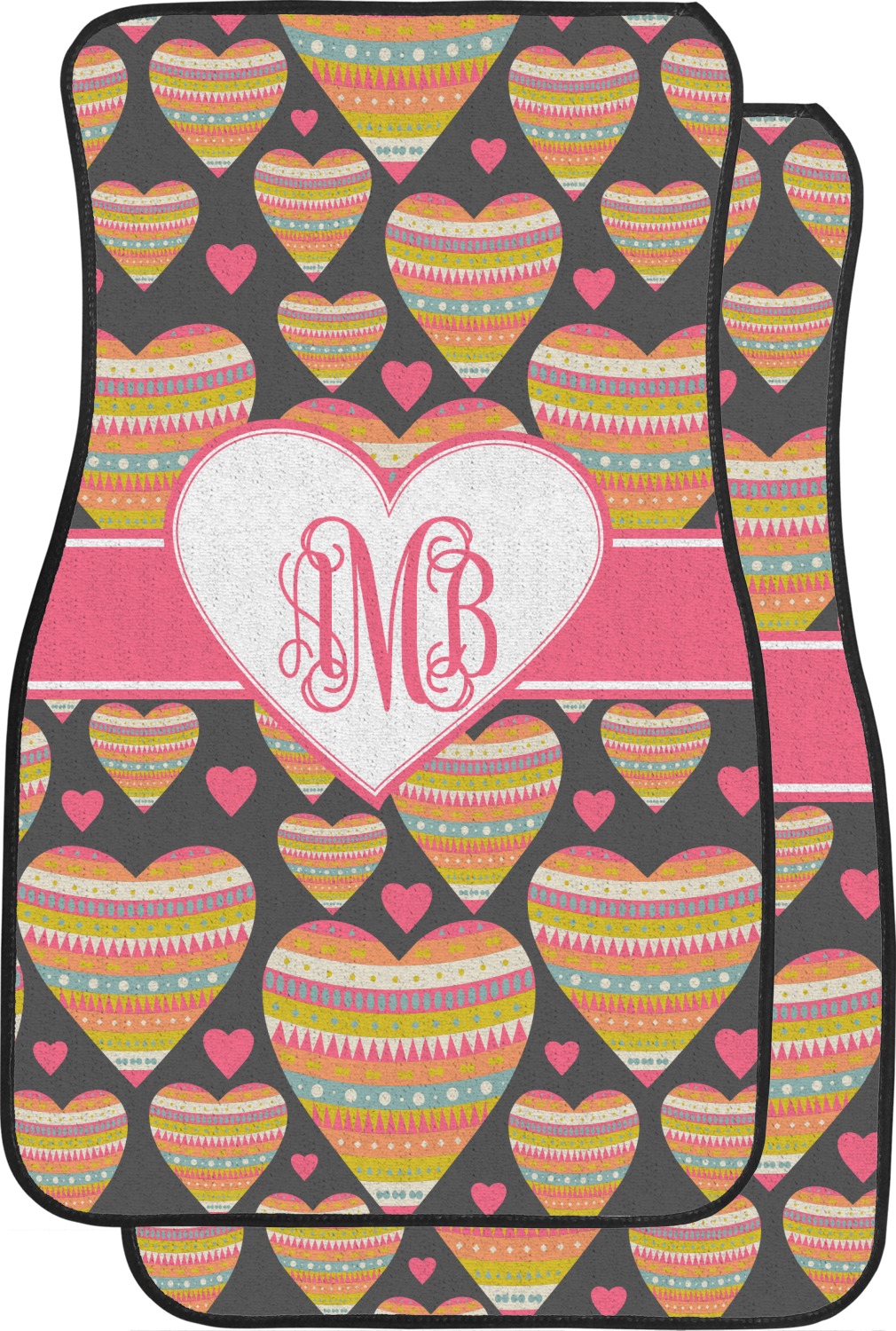 Custom Hearts Car Floor Mats (Personalized) YouCustomizeIt