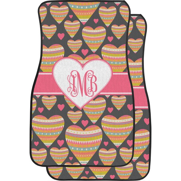 Custom Hearts Car Floor Mats (Front Seat) (Personalized)