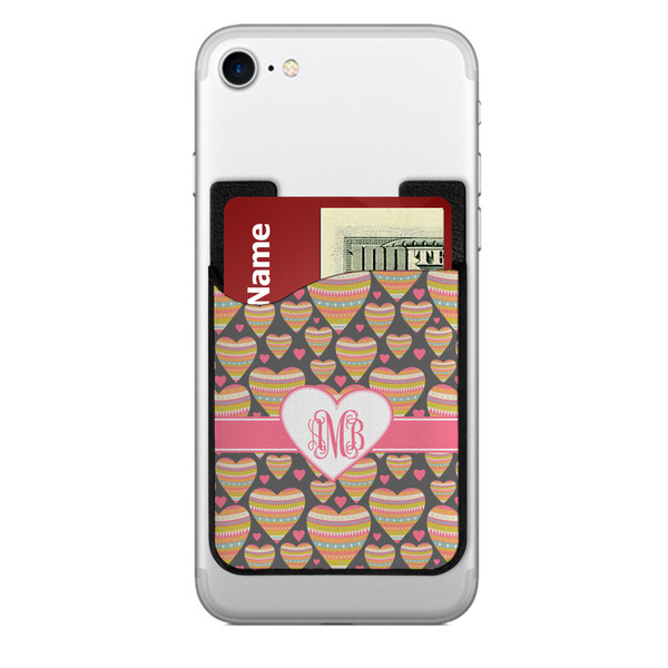 Custom Hearts 2-in-1 Cell Phone Credit Card Holder & Screen Cleaner (Personalized)