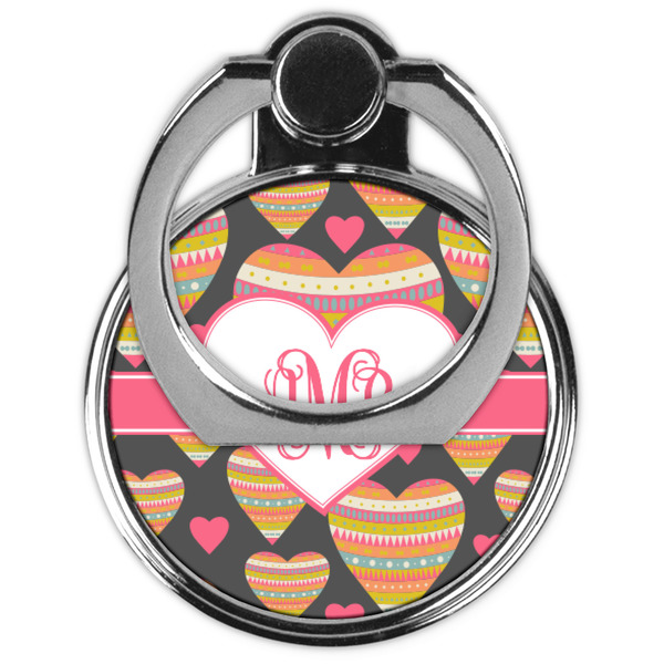 Hearts Cell Phone Ring Stand & Holder - Front (Collapsed)