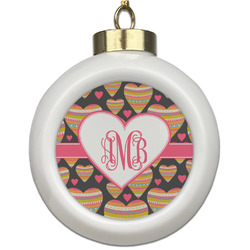 Hearts Ceramic Ball Ornament (Personalized)